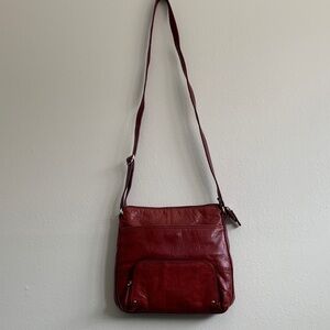 Vintage Red Leather Crossbody Bag